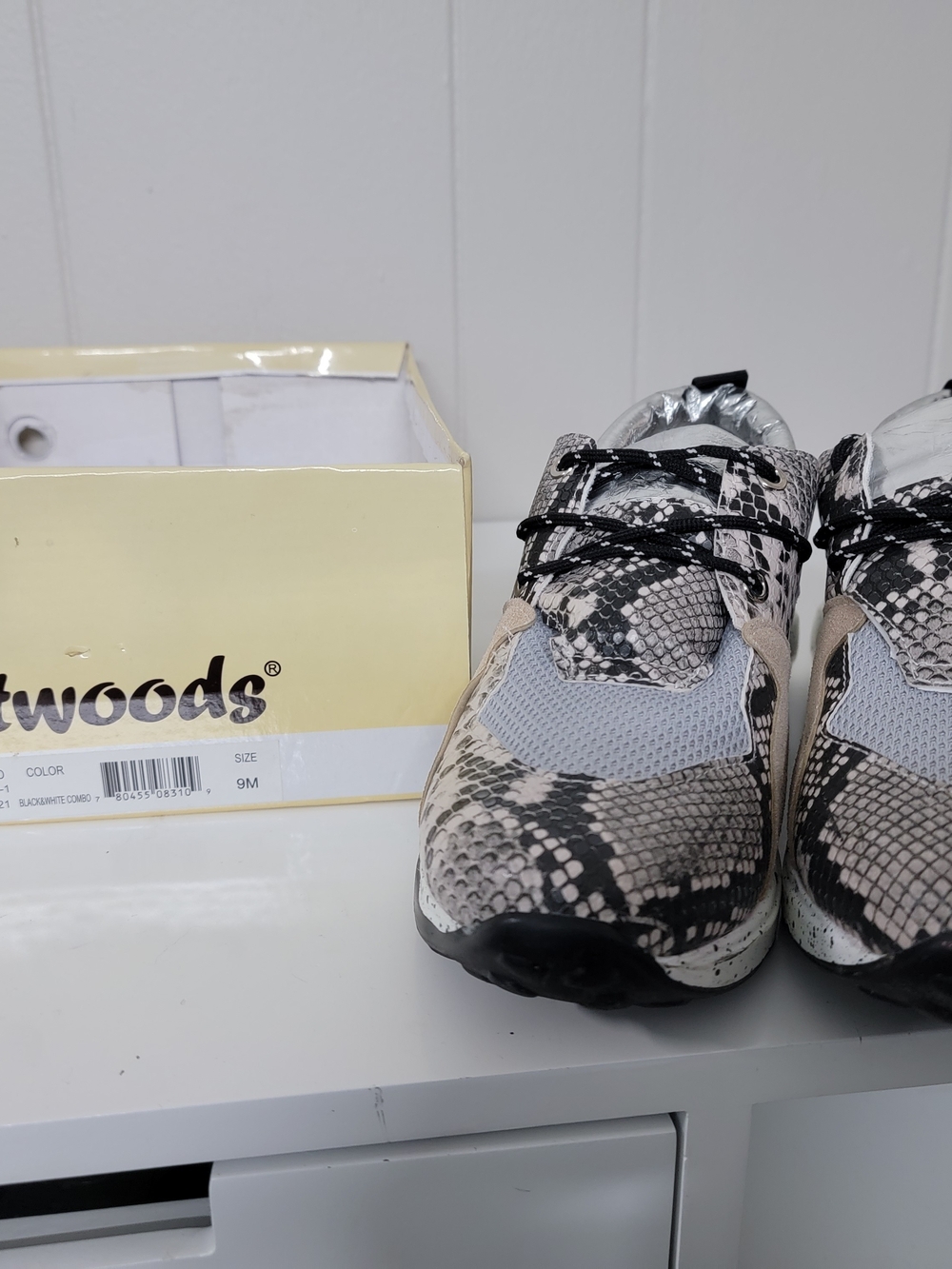 Outwoods Beige Black Snake-Print Women's Sneakers